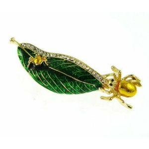 Green Leaf & Spiders Brooch NWT-